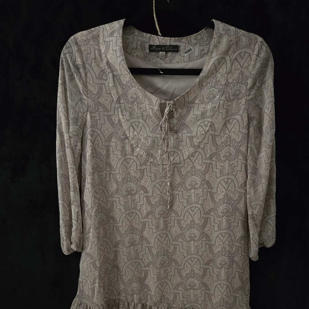 Rose and olive shift dress tan and gray